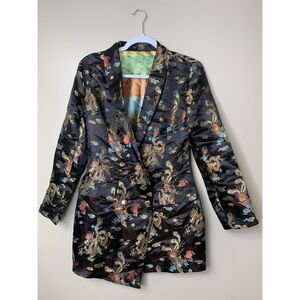 Womens Faux Kimono Pattern Blazer‎ Jacket Size Small Missing One Button
